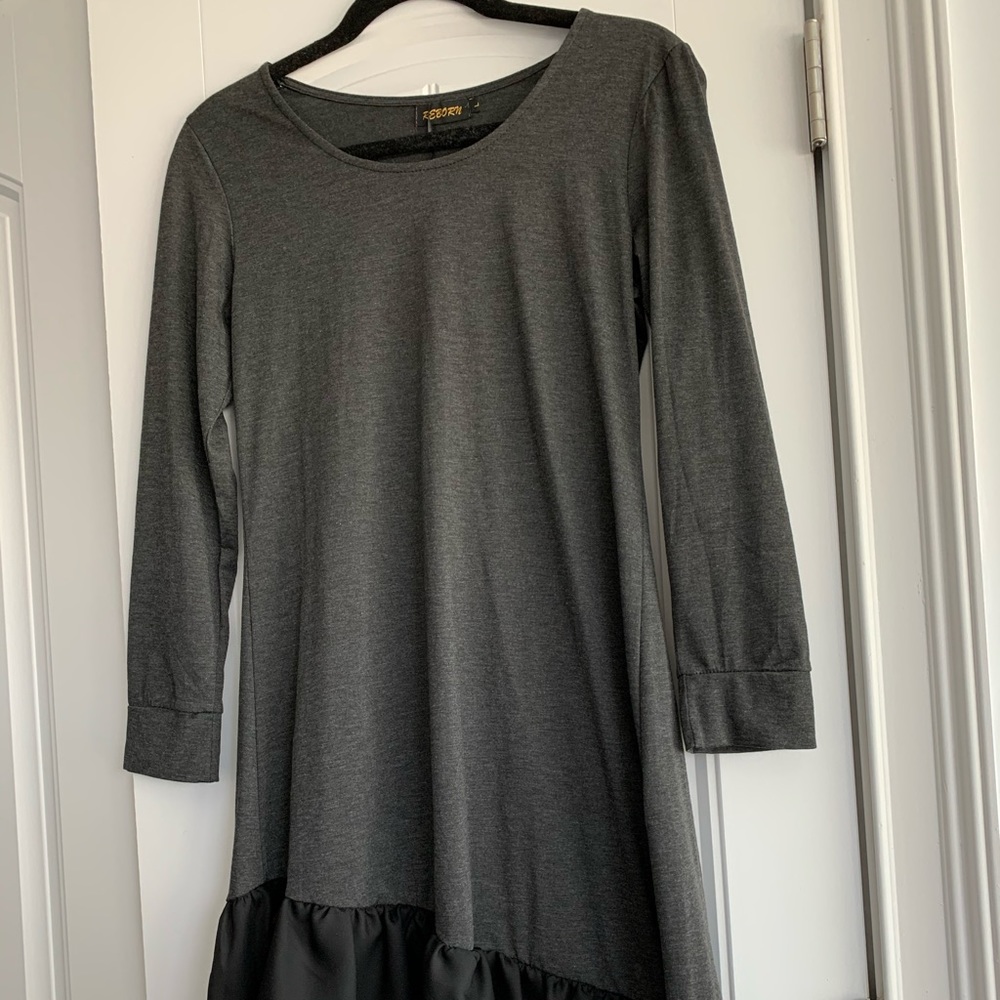 Reborn Grey Top with Black Ruffle Bottom